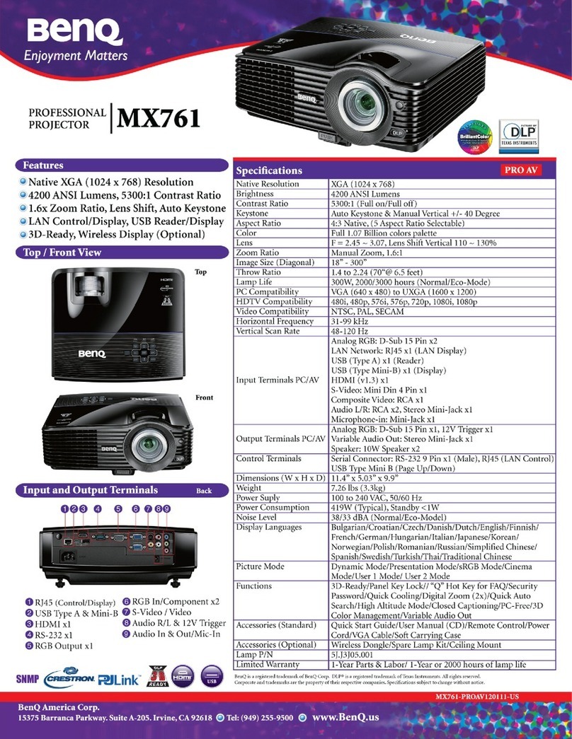 BenQ MX761 Specifications