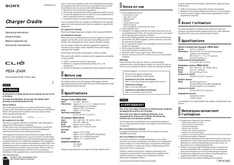 Sony PEGA-JC40K Operating Instructions (primary... User manual Sony PEGA-JC40K Operating Instructions (primary... User manual