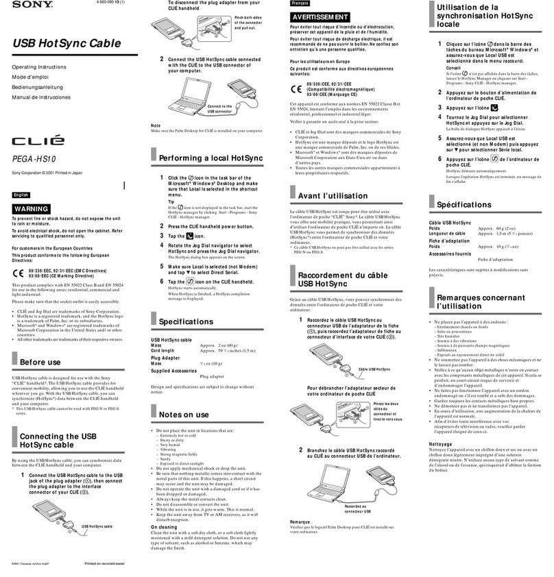 Sony PEGA-HS10 Operating Instructions  (primary... operating instructions