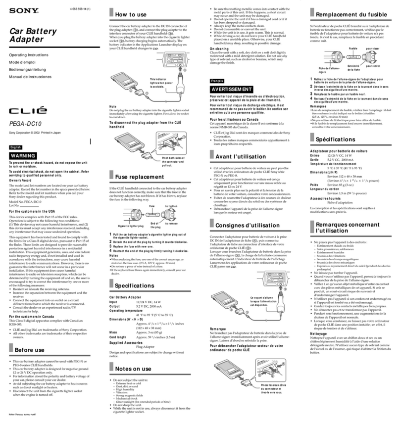 Sony PEGA-DC10 Operating Instructions  (primary... User manual