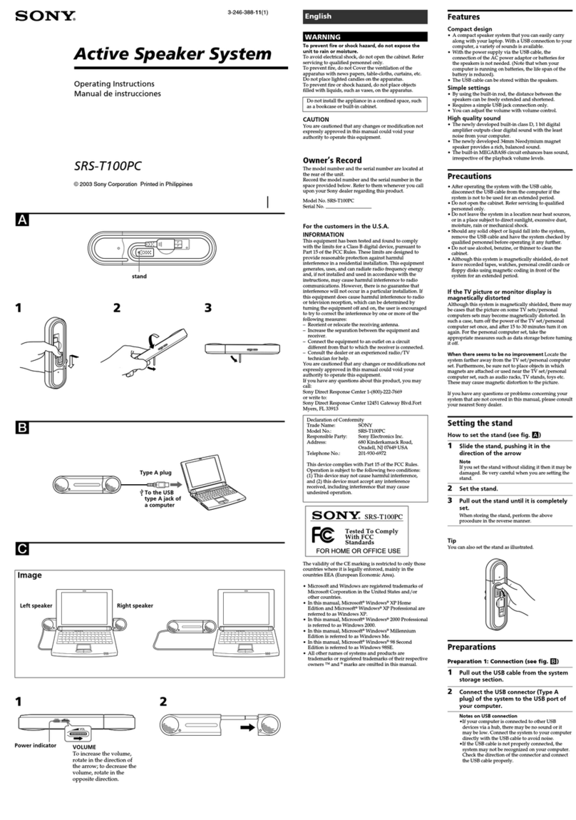 Sony SRS-T100PC User manual Sony SRS-T100PC User manual