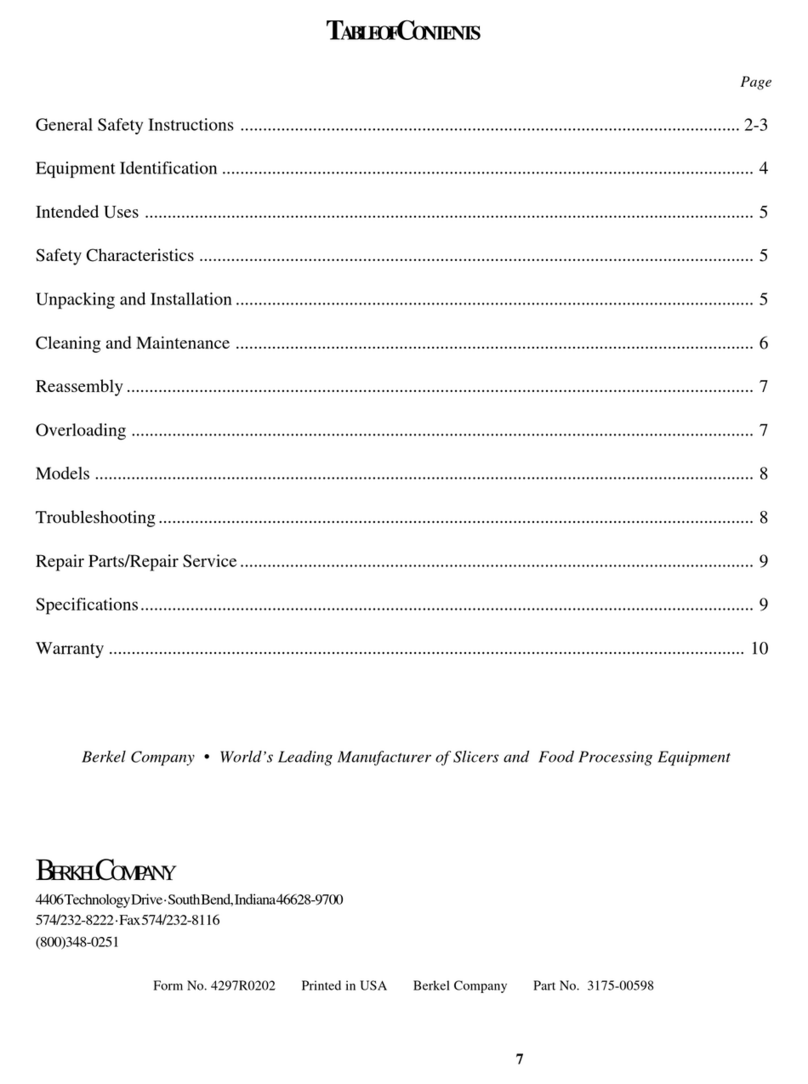 Berkel 705 Owner's/operator's manual