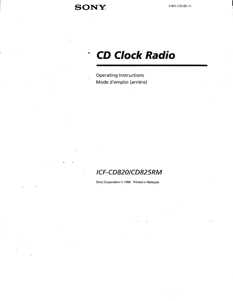 Sony ICF-CD820 - Cd/am/fm Stereo Clock Radio operating instructions