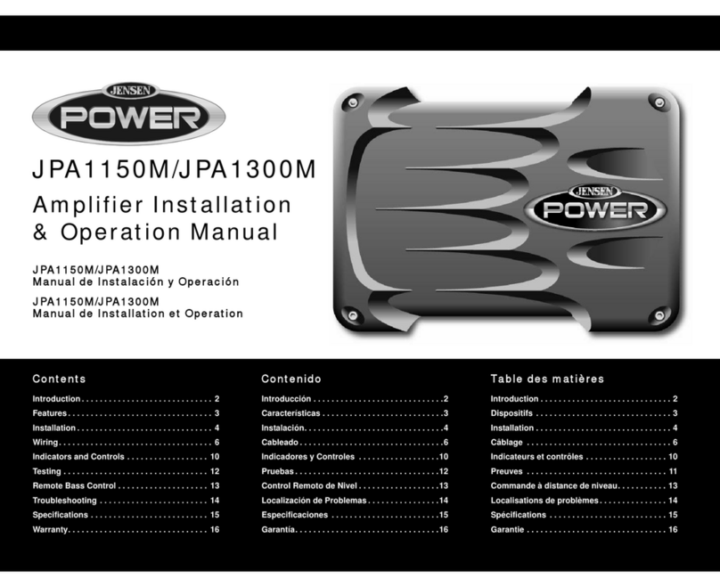 Jensen Mono Amp JPA1150M Installation & operation manual
