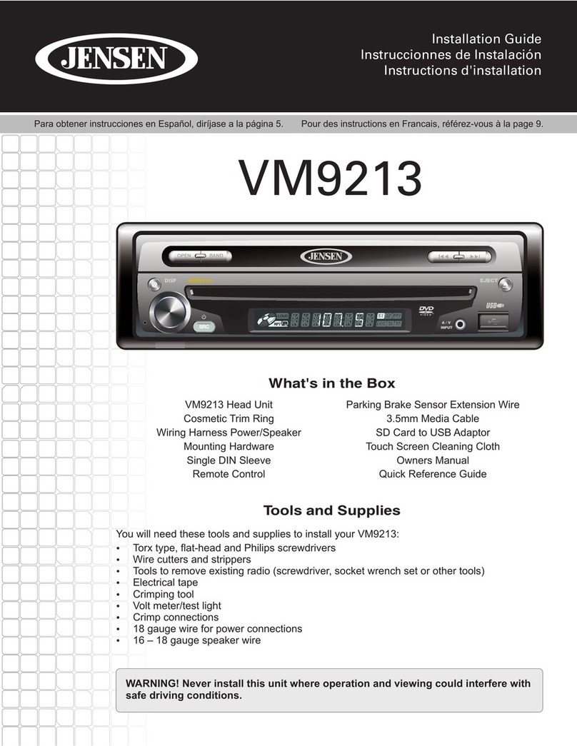 Jensen VM9213 - Touch Screen MultiMedia Receiver User manual