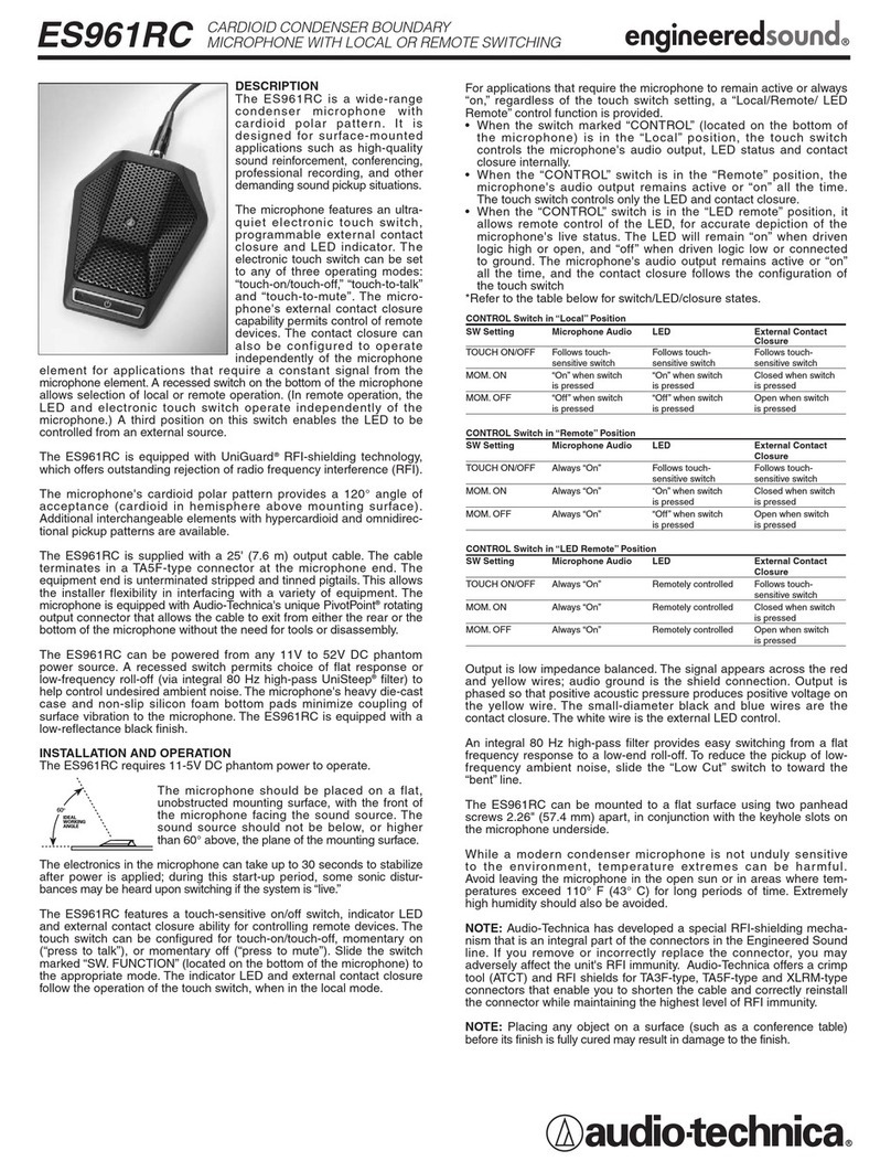 Audio Technica ES961RC Installation and operation