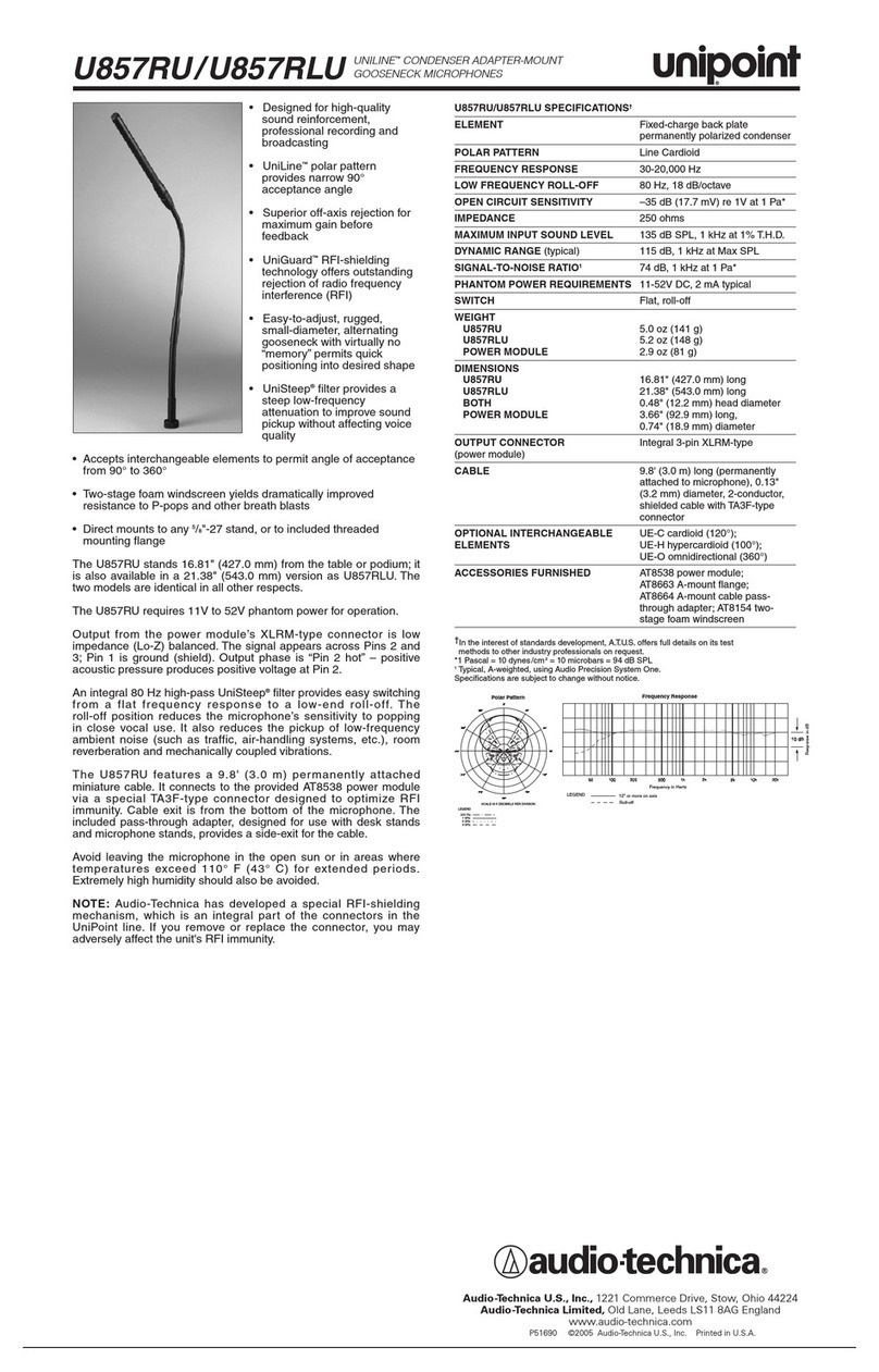Audio Technica unipoint U857RLU Specifications