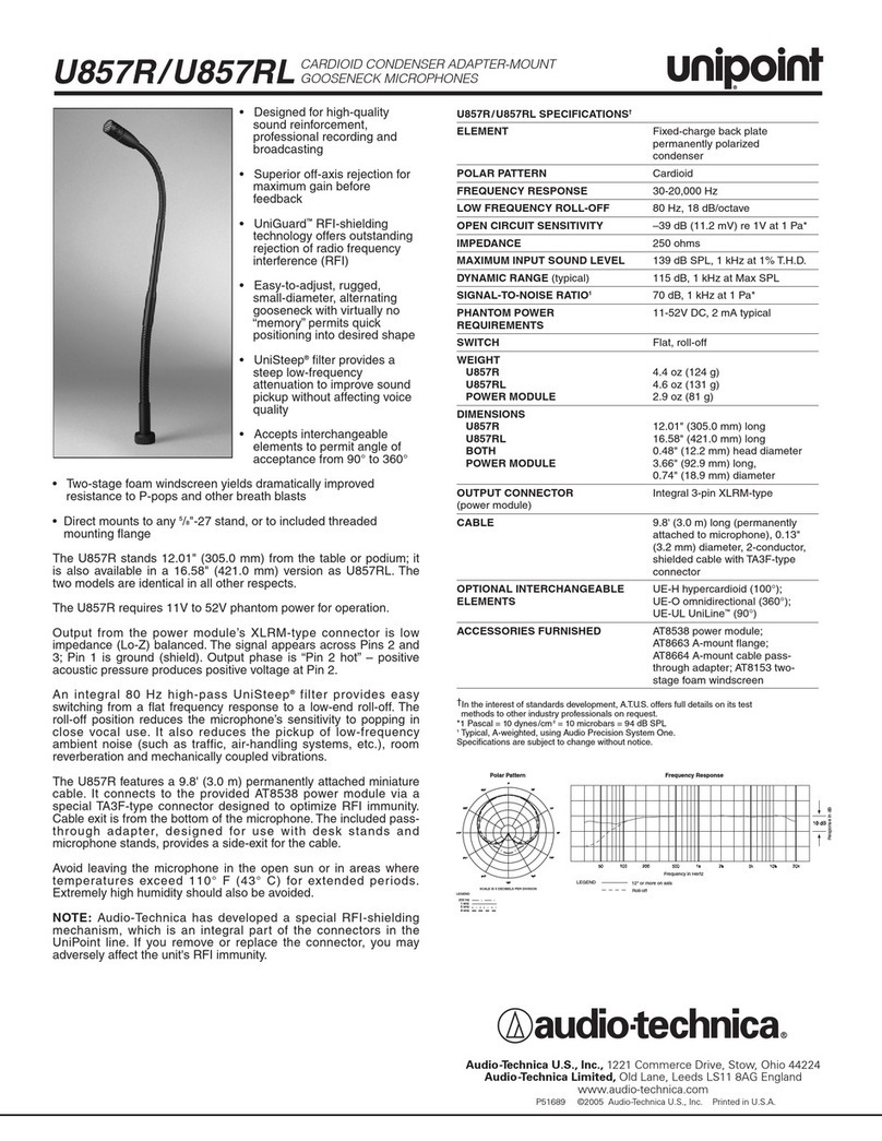 Audio Technica unipoint U857R Specifications