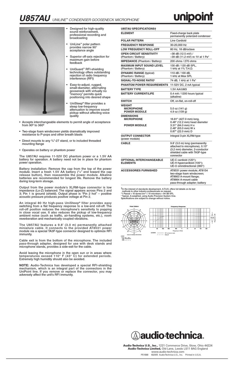 Audio Technica unipoint U857AU User manual