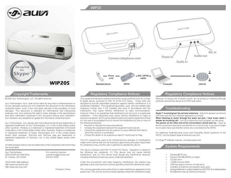 Auvi WIP20S supplementary guide