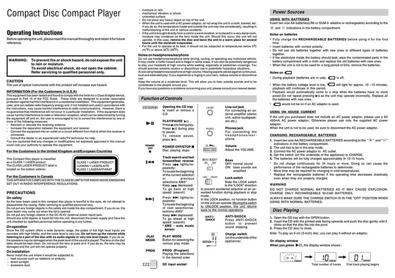 Audiovox CE145B operating instructions