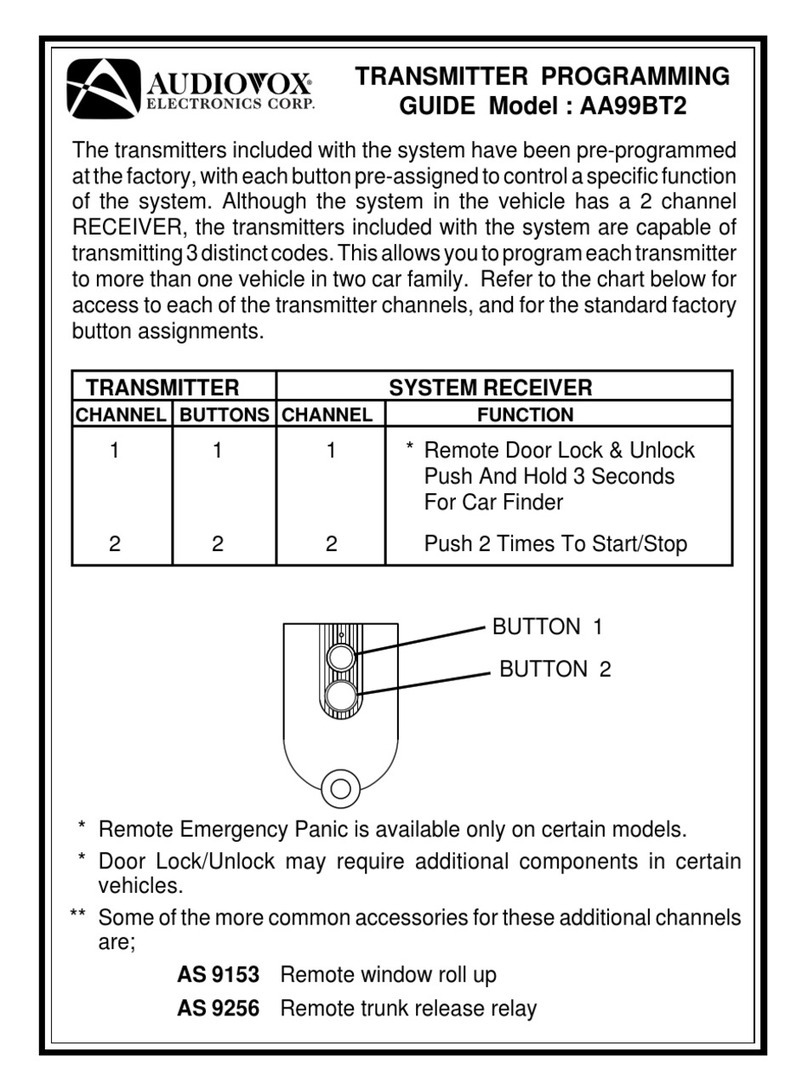 Audiovox AA-99BT2 Programming guide