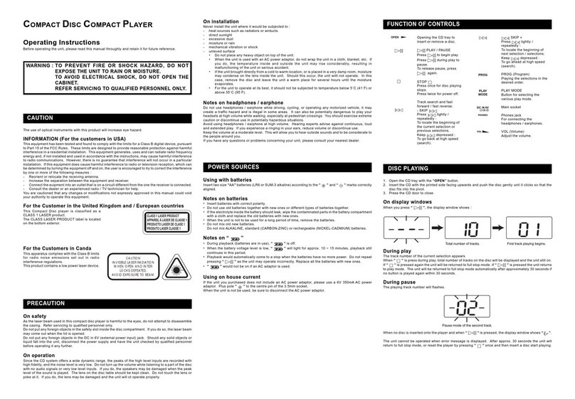Audiovox CE101B operating instructions