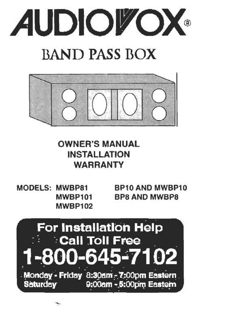 Audiovox BP10 owner's manual