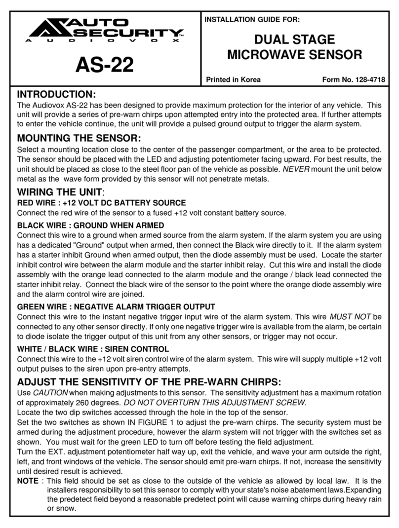 Audiovox Auto Security AS-22 installation guide