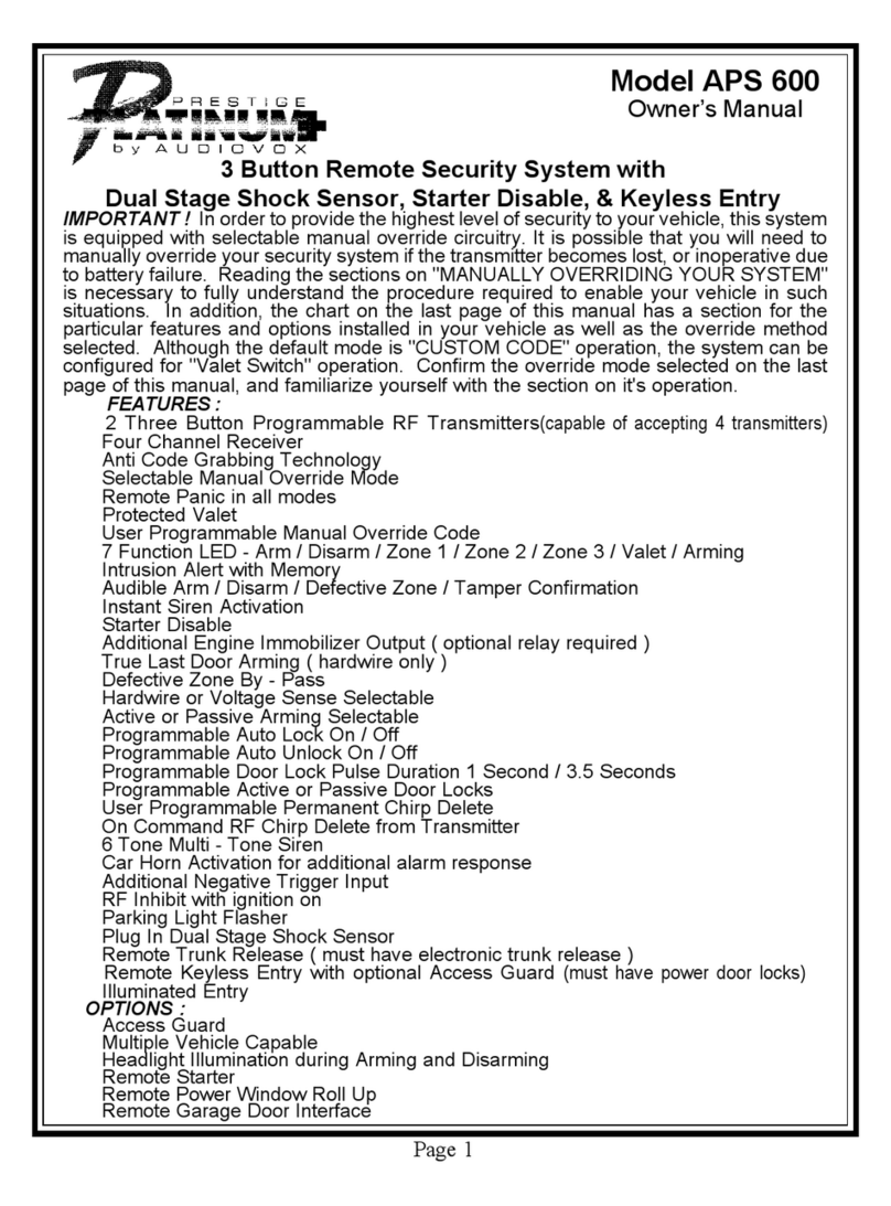 Audiovox Prestige Platinum APS 600 User manual