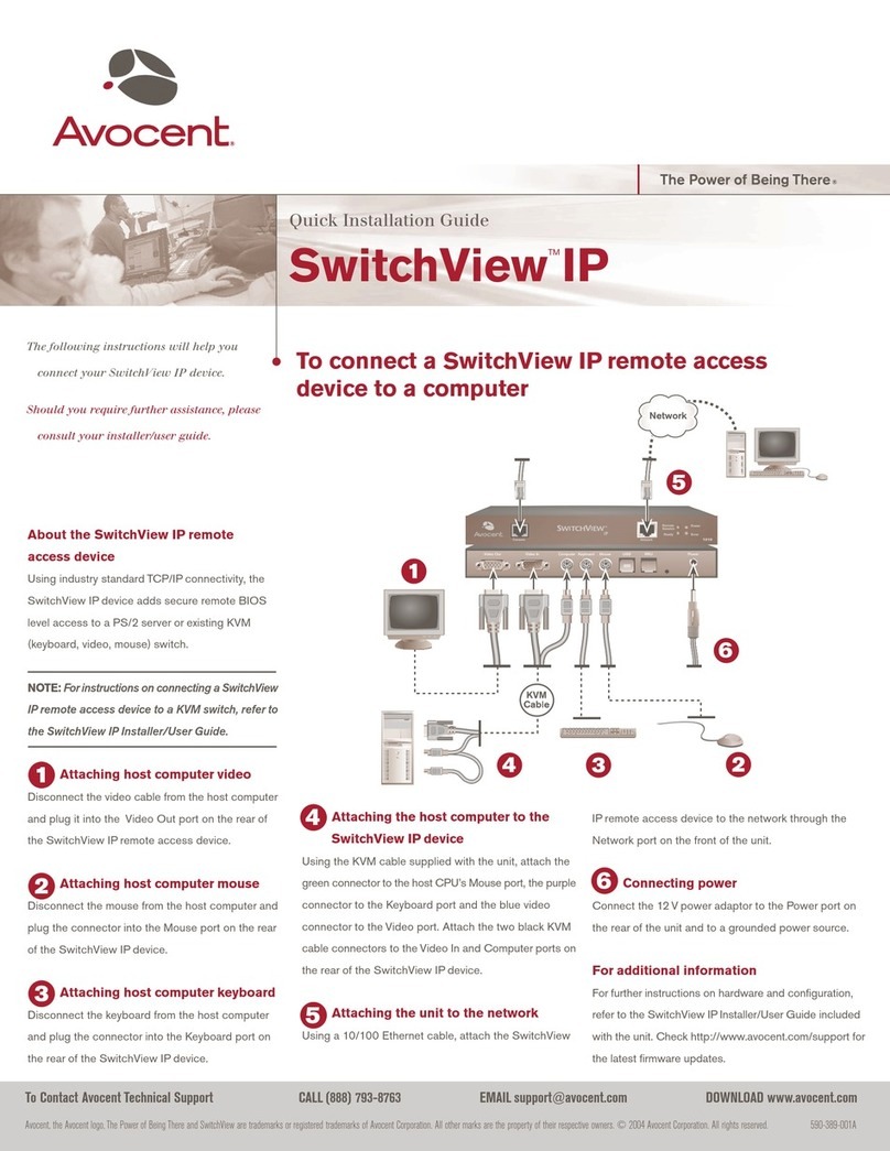 Avocent SwitchView SwitchView IP Quick installation guide Avocent SwitchView SwitchView IP Quick installation guide