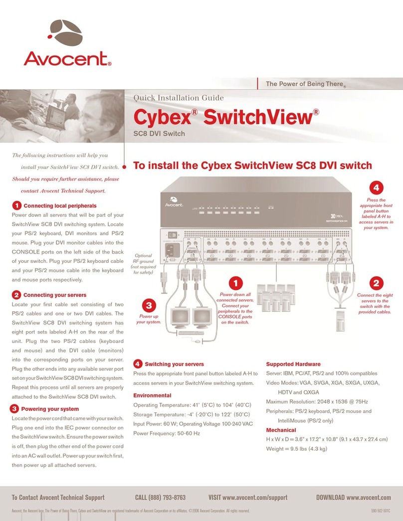 Avocent Cybex SwitchView SC8 DVI Quick installation guide