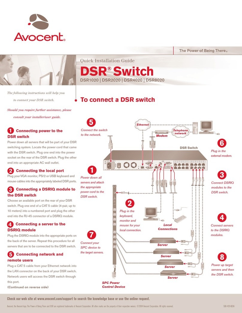 Avocent DSR Series DSR1020 Quick installation guide Avocent DSR Series DSR1020 Quick installation guide