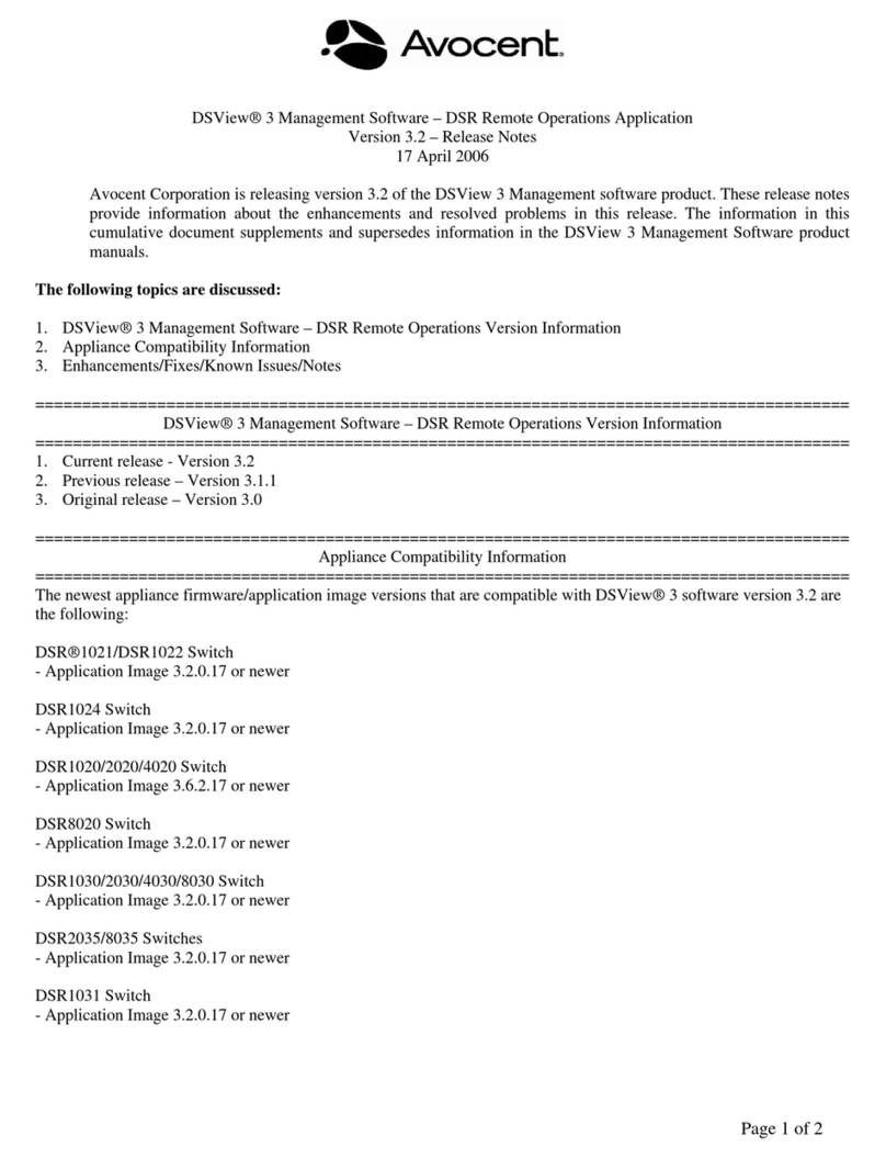 Avocent DSR Series DSR1020 release note Avocent DSR Series DSR1020 release note