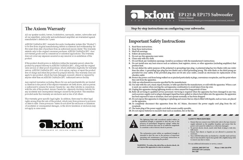 Axiom Audio EP125 owner's manual