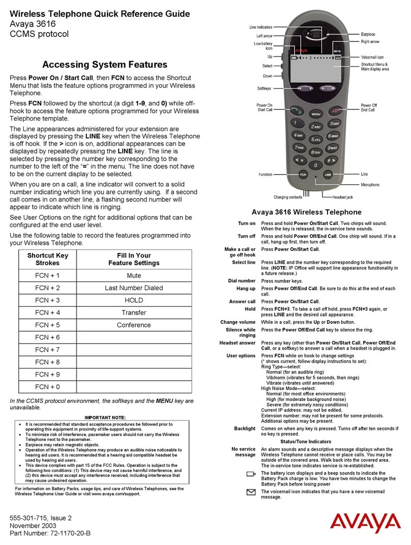 Avaya 3616 Series User manual