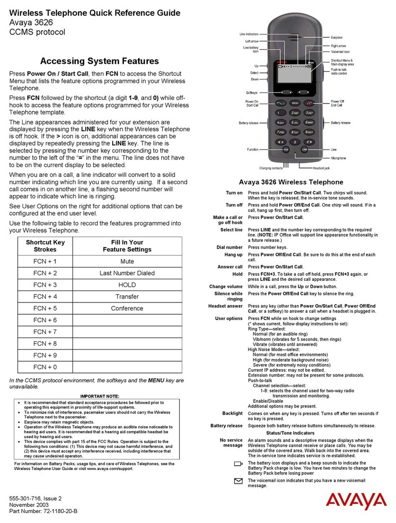 Avaya 3626 Series User manual
