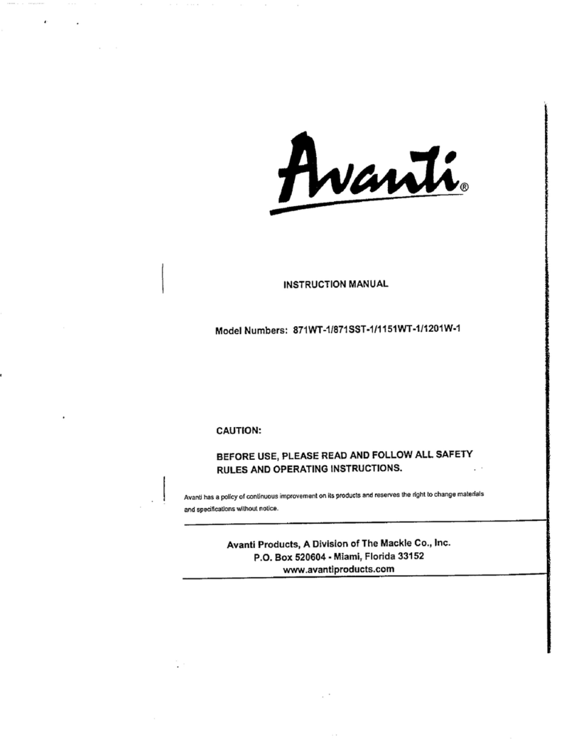 Avanti 1151WT-1 instruction manual