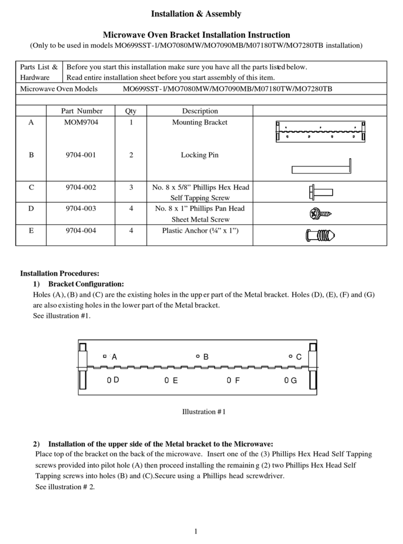 Avanti MO7080MW Installation & assembly instructions