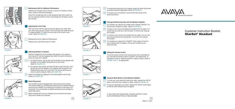 Avaya Starset Instruction booklet