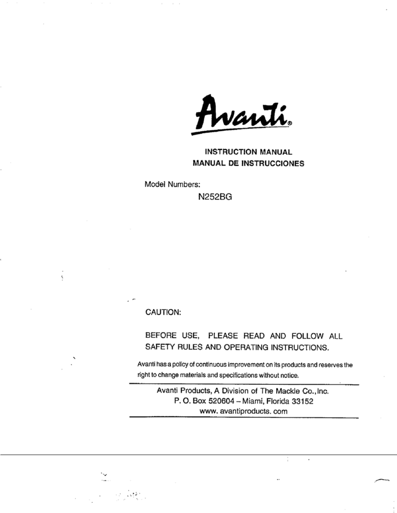 Avanti N252BG instruction manual