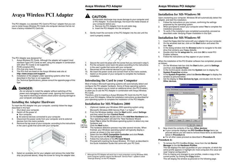 Avaya PCI Adapter reference guide