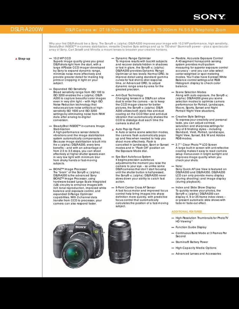 Sony DSLR-A200W - a Digital Camera SLR Specifications
