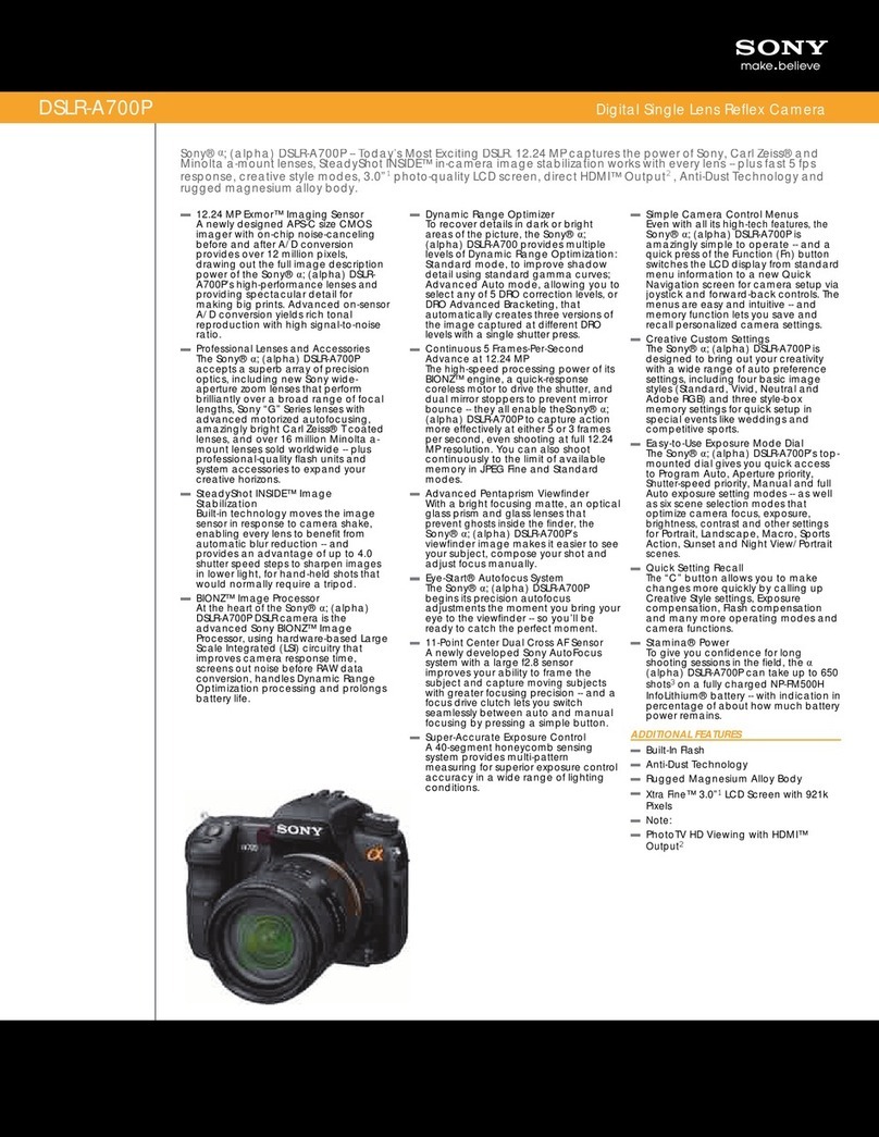 Sony DSLR-A700P - alpha; Digital Single Lens Reflex... User manual