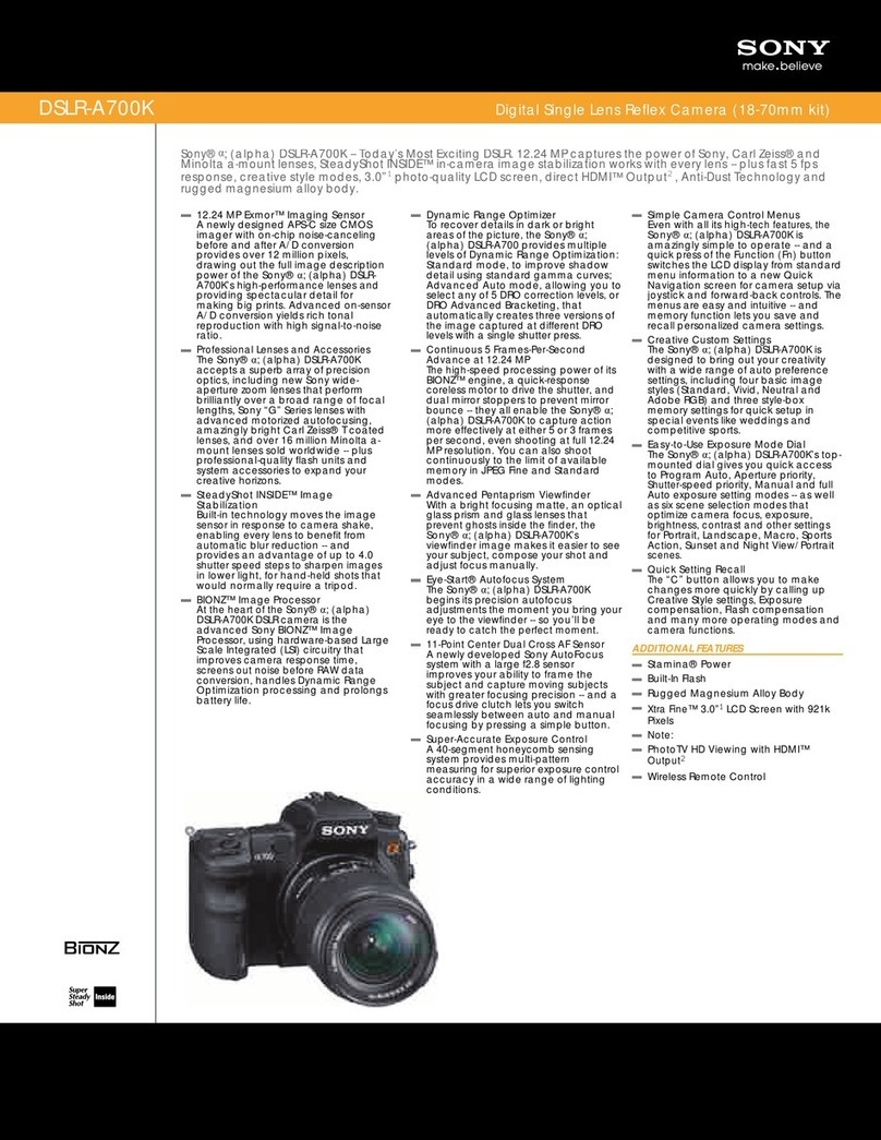 Sony DSLR-A700K - alpha; Digital Single Lens Reflex... User manual