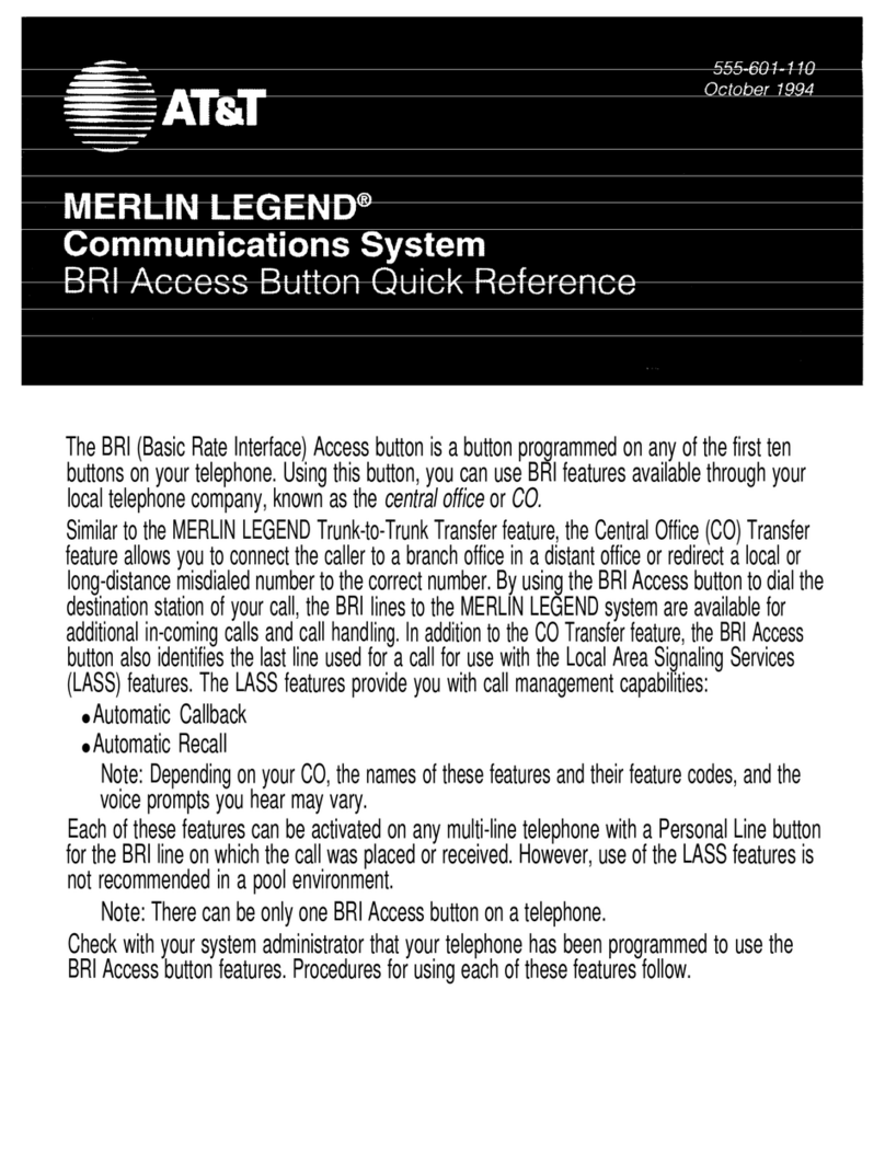 AT&T Merlin Legend 10BS quick reference