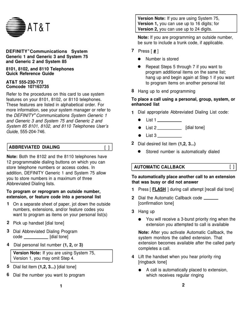 AT&T DEFINITY 8101 User manual