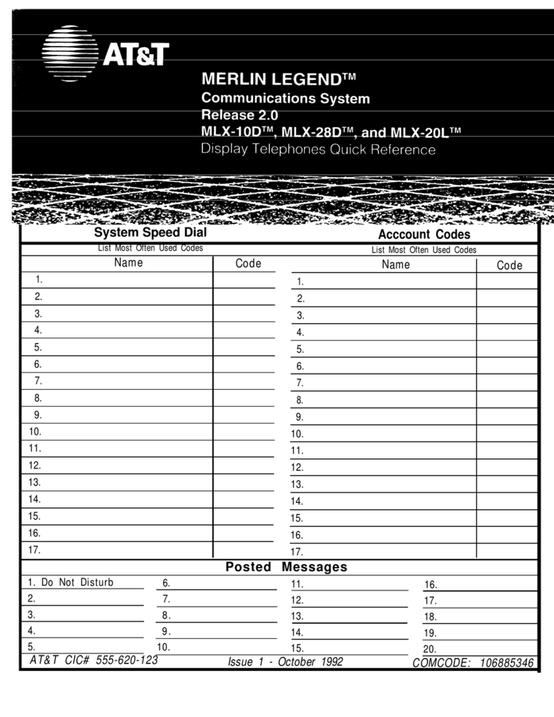 AT&T Merlin Legend MLX-10D User manual