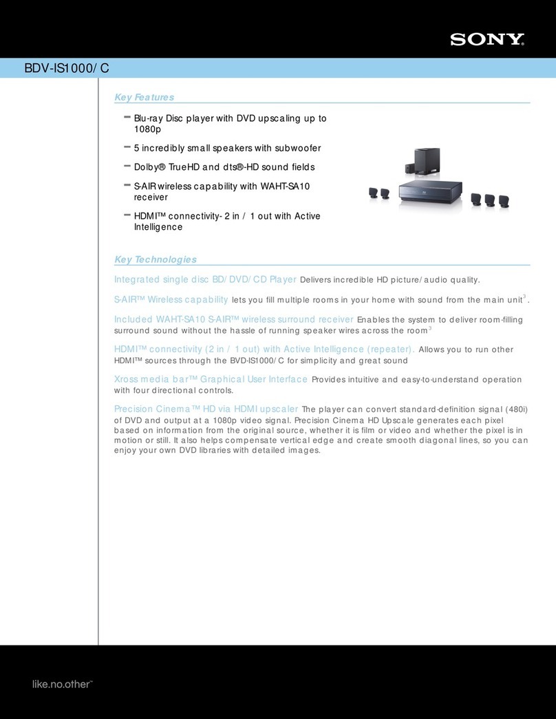 Sony BDV-IS1000/C - Blu-ray Disc™ Dvd/home Theater... Specifications