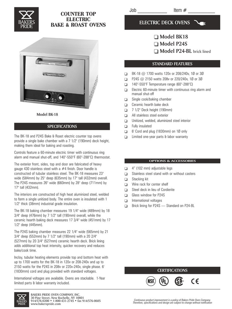 Bakers Pride BK-18 Specifications