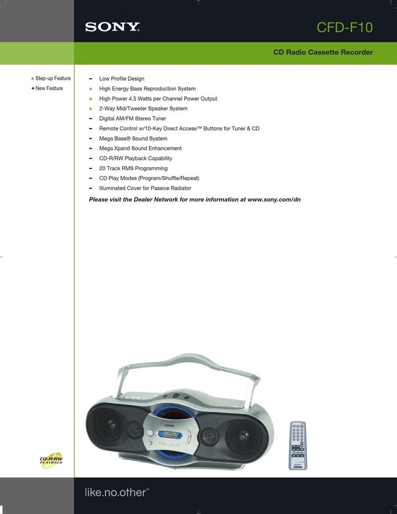 Sony CFD-F10 - Cd Radio Cassette-corder Specifications