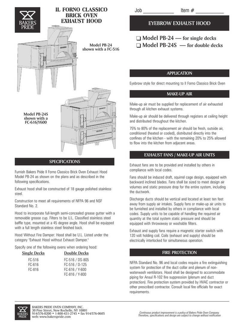 Bakers Pride DS-805 Single Specifications