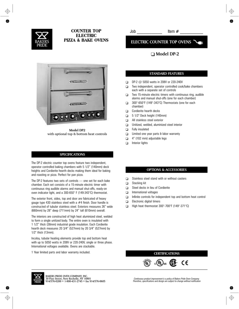 Bakers Pride DP-2 Specifications Bakers Pride DP-2 Specifications