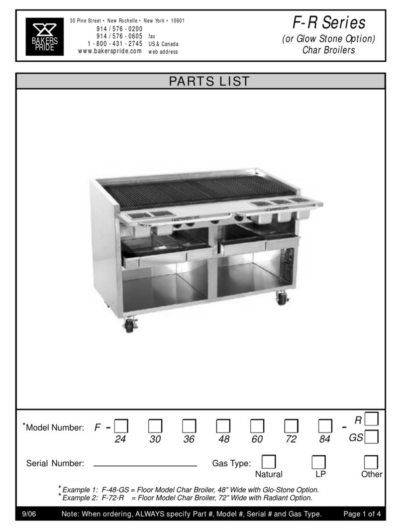 Bakers Pride F-24R parts list