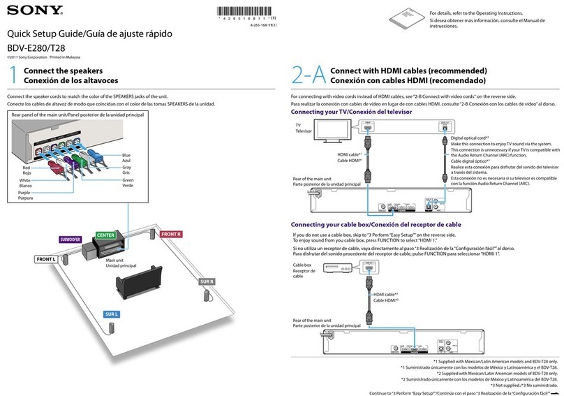 Sony BDV-E280 Quick setup guide