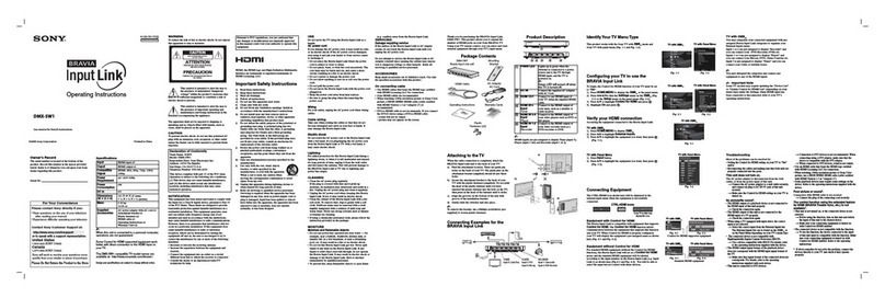 Sony DMX-SW1 - Bravia Input Link operating instructions