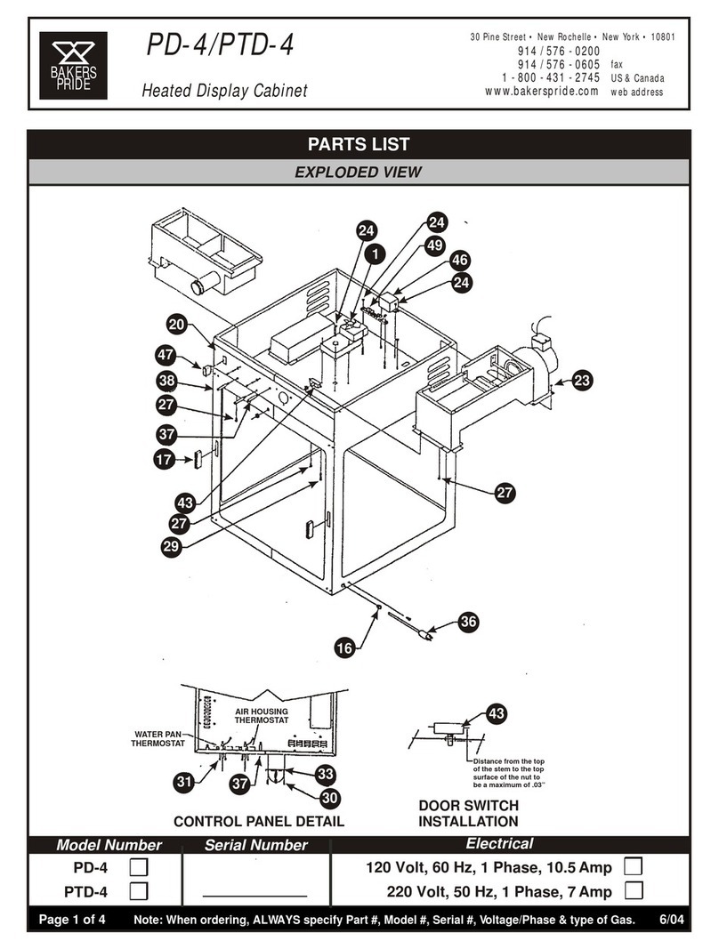 Bakers Pride PD-4 parts list