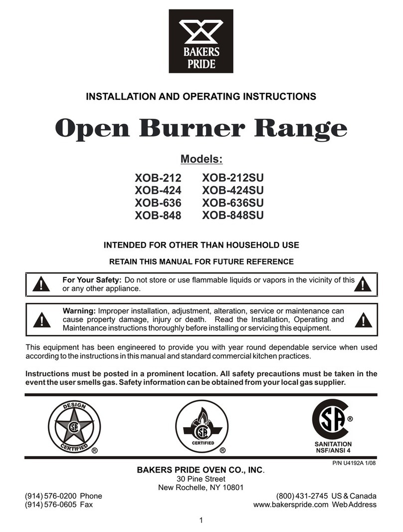 Bakers Pride XOB-212 Installation and operating instructions