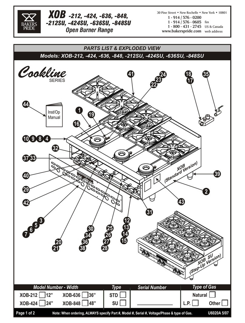 Bakers Pride XOB-212 parts list