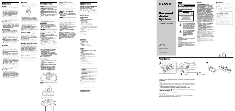Sony ZS-Y3 - Personal Cd Audio System User manual